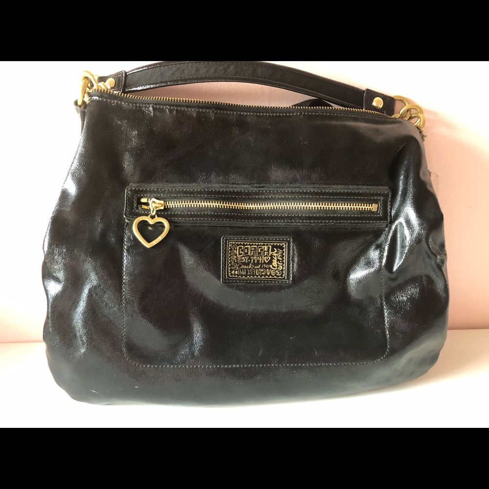 Black patent leather authentic Coach purse